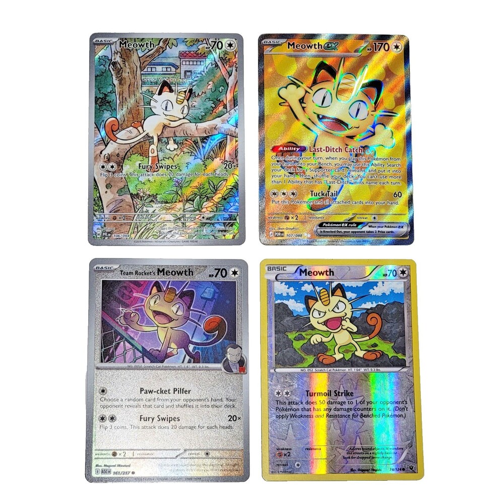 Meowth in Tree Illustration Rare 106/094 UR Collector Set of 4 Pokémon TCG